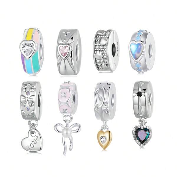 1 PC 925 Sterling Zilveren Hart Strik Serie Charm Kralen Voor Vrouwen Passen Originele Armband Kettingen Sieraden DIY Charm Cadeau