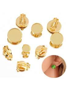 10pcs Stainless Steel Clip On Earrings Blank Base Cabochon Cameo Ear Clip With Trays Bezels Setting For Diy Jewelry Making Supplies - Ear Clip - View 8