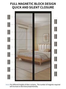 1 pièce Moustiquaire de porte magnétique moderne, maille en fibre de verre extra large, rideau anti-moustique respirant, convient pour la maison, la chambre, la cuisine, le salon, la salle à manger, le balcon, les fenêtres, et résistant aux rayures, lavable à la main, sans électricité nécessaire