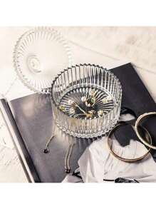 1 pieza Tarro de caramelo de vidrio transparente con tapa, recipiente de almacenamiento para exhibición en bodas/eventos - transparente - Ver 2