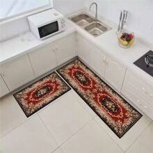 Set de 2 alfombras de cocina y baño, estilo bohemio, absorbentes de agua y antideslizantes, 50*80cm + 50*160cm
