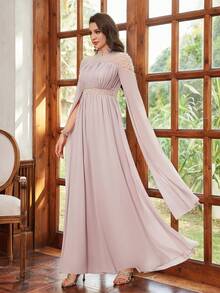 Vestido de fiesta/formal elegante hecho a mano, vestido de noche formal de mujer muy decorado, vestido de invitada para boda