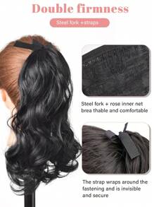 Pinzas para cola de caballo con lazo, peluca artificial y peine para cabello ondulado para el Día de San Valentín, extensiones de cabello rizado para niños