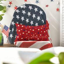 1pc 4th Of July Patriotic Theme Pillowcase, American Star Pattern Single-Sided Sofa Cushion Cover, Pillow Insert Not Included - Red - View 3