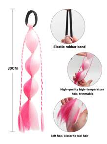 Peruca de Bolhas Colorida Sintética de 12 Polegadas para Crianças, Rabo de Cavalo Trançado Ombré, Cabelo Cacheado, Rabo de Cavalo de Bolhas Colorido, Halloween - Multicolorido - Visão 5