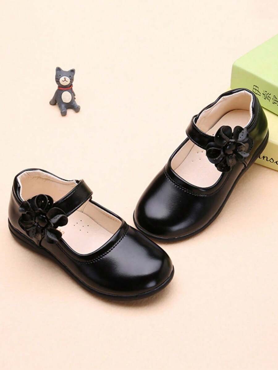 Girls' Fashion Cute Floral Decor Solid Color Mary Jane Shoes, Comfortable Non-Slip Formal Shoes Suitable For Party, Wedding, Spring & Autumn