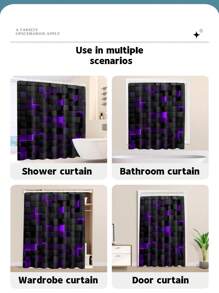 1pc, Deep Blue Geometric Pattern Printed, Plant Element Waterproof Shower Curtain Tapestry Wall Decor Curtain, With 12 Hooks Waterproof Polyester Fabric Shower Curtain, Bathroom Tub Divider, Modern Home Bathroom Decor, Waterproof Polyester Fabric, Machine Washable, Eyelet Top, Unlined Woven Shower Curtain, Suitable For Hotel Apartment Bathroom Decor, Home Decor Bathroom Accessory, Great As Gift, 35inX70in, 47inX70in, 59inX70in, 70inX70in