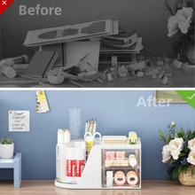 Organizador de Mesa Porta Caneta com 2 gavetas e giratório