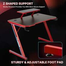 2025-NEW Intimate WM Heart Gaming Table 110cm. Ergonomic Computer Table. Desk With Carbon Fiber Table Top. Rotating Headset Holder. Handle Holder And Cup Holder. Black And Red - 影像顏色 - 查看 6