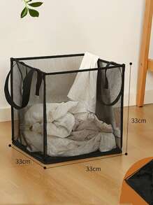 1/2/3pcs Black Mesh Laundry Basket, Foldable Handheld Dirty Clothes Hamper, Large Capacity Multipurpose Home Storage Basket