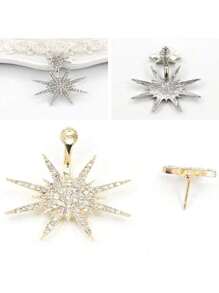 1 st. Mode Nieuwe Strass Sneeuwvlok Oorbel Hanger Oorbel, Beschermer Hexagram Enkele Accessoire, Geweldig Voor Vakantie & Verjaardagscadeaus
