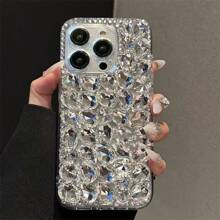 奢华全闪亮水钻镶嵌白色手机壳，兼容 14 Pro Max/ 14 Pro/ 14、 15 Pro Max/ 15 Pro/ 15、 16 Pro Max/ 16 Pro/ 16、 13、 11 和 12 女款 - 白色 - 查看 4