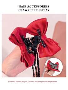 Postiche de queue de cheval tressé en cheveux synthétiques pour enfants avec accessoire nœud papillon. Extensions de cheveux tressées clip-in résistantes à la chaleur pour enfants
