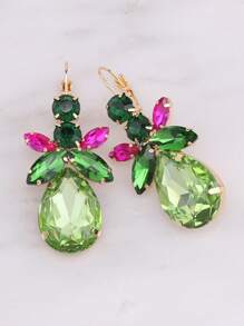 Elegant Geometric Rhinestone Drop Earrings, Stainless Steel Post, Copper Base, Sexy Clip-On Dangle Earrings For Women, Party And Banquet Accessory, All-Season Fashion Jewelry - Style 1 - View 7