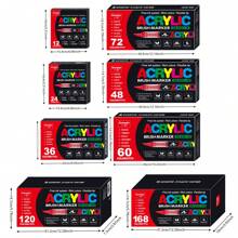 丙烯酸软刷记号笔套装，直液软头艺术涂料标记套装，防水笔软刷笔尖适用于玻璃、石材、金属、木材、塑料、纸张