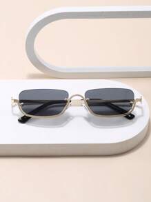 1 件复古风格半框太阳镜，时尚绿色时尚女士眼镜，为优雅的夏日假期增添魅力 - 彩色 - 查看 12