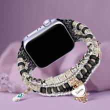 波西米亚风树脂串珠手链表带适用于 Apple Watch Ultra 2/Series 10/9/8/7/SE/6/5/4/3/2 - 可调节轻质波西米亚风格表带适用于 49/45/44/42/41/40/38 毫米女士时尚配饰 - 38-40-41-42毫米(S10) - 查看 14