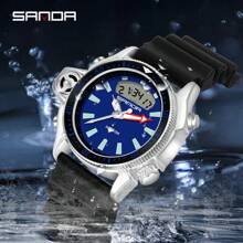 SANDA. SANDA Sport Men Quartz LED Digital Military Watch Creative Diving Watches Men Waterproof Watch Dual Display Clock Shockproof Alarm Chronograph Multifunctional Watches