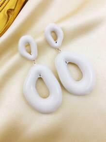 1PR Light Weight Fashionable Chunky Molten Oval Hoop Geometric Hoop Chunky Drop Earrings For Women For Party For Daily Dress