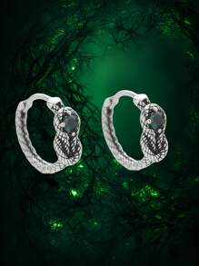 1 par de brincos de cobra com pedra verde da moda, minimalistas, sofisticados, personalizados, descolados e casuais, adequados para homens usarem diariamente, ao ar livre, no trabalho, ótimo presente de aniversário para amigos