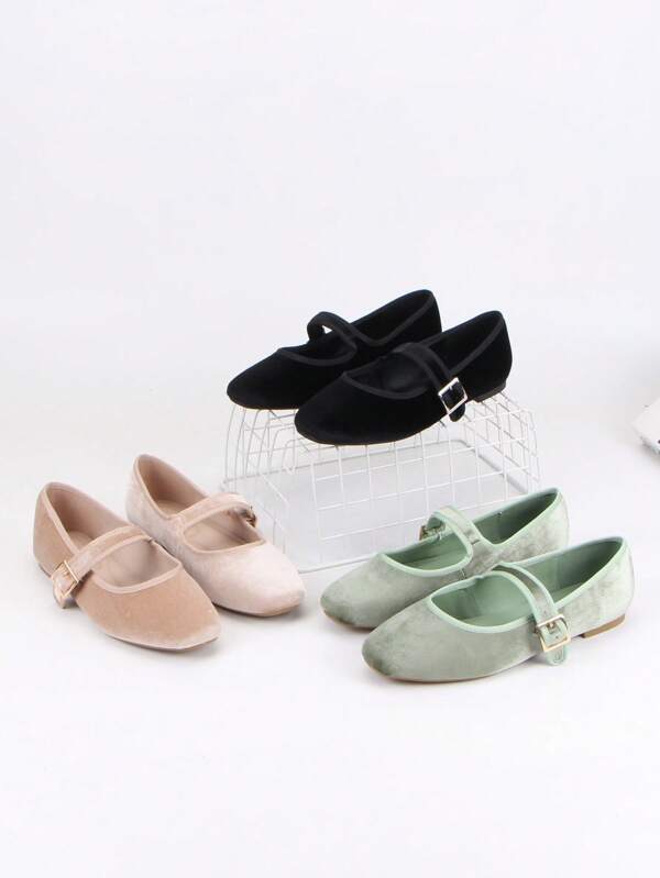 Retro Low Heel Mori Girl Buckle Round Toe Mary Jane Flat Shoes For Women