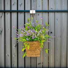 1pc,13.7inch/35cm,Door Hanger Basket Wreath, Wildflowers Door Hanging Basket Wreath, Front Door Beautiful Artificial Spring And Summer Wreath Welcome Sign, Home Porch Farmhouse Decor Gifts Birthday Graduation - Purple - View 6