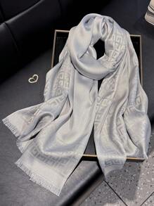 1pc Women Simple Geometric Print Shiny Scarf, Elegant Shawl/Hijab/Head Wrap For All Season Sun Protection