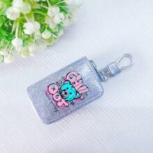 Car Key Bag Uniform Car Key Storage Bag Creative Keychain Blingbling Car Key Protector Secure Zipper Closure Protector Stylish Waist Pocket Car Key Protector Unisex For Women Mini Wallet,1pc Black & Gold PU Leather Car Key Case - Multicolor - View 29