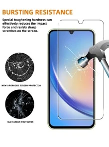 2pcs Galaxy Screen Protector, High-Definition Clear Tempered Glass, Anti-Scratch, Waterproof, Shockproof, Anti-Fingerprint, Full Coverage - Clear - View 3