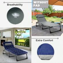 ABORON Oversized XXL Folding Camping Cot W/Mat For Adults, 78" L X 32" W X 18" H, Heavy Duty Outdoor Bed With Carry Bag,1200 D Layer Oxford Travel Camp Cots - Azure - 查看 5