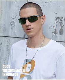 DUCO Mens Sports Polarized  UV Protection  For Men 8177s - Gunmetal Frame Dark Green Lens - View 2