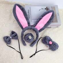 1个可爱樱桃毛绒熊耳朵发箍，3D鲨鱼头发夹发饰，女士情人节礼物 - 多色A - 查看 2