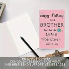 1pc, Funny Birthday Card For Brother From Sister, Personalized Blank Inside With Envelope, English Text, Office Supplies, Stationery, Greeting Card - one-size - View 3