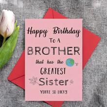 1pc, Funny Birthday Card For Brother From Sister, Personalized Blank Inside With Envelope, English Text, Office Supplies, Stationery, Greeting Card - one-size - View 4