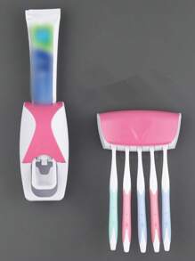 Set van 2 wandgemonteerde tandenborstelhouders met automatische tandpastadispenser, geschikt voor 5 tandenborstels, geen stroom nodig, kunststof, badkameraccessoire, badkamerdecoratie, zomer, terug naar school