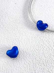 STYFNE 1pc Valentine's 2025 New Heart Pendant In Blue, Pink, Green, Black Color Series, Suitable For Women Bracelet DIY, Jewelry, Daily Small Gift