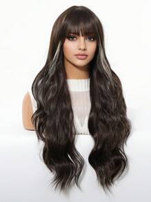 Ava WIGS 26 英寸棕色混合金发挑染假发分层假发女士简约优雅合成假发适合角色扮演日常派对音乐节 ﻿ ﻿