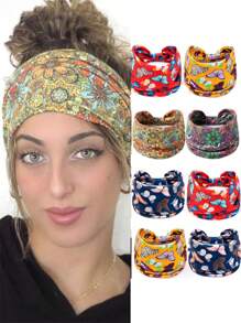 3 pièces/1 pièce Bandeau élastique à nœud de style bohème, bandeau de sport imprimé large, doux et respirant pour femmes et adolescentes, tenue décontractée et sportive, accessoires cheveux, turban, bandeau de transpiration, serre-tête