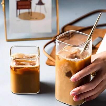 1 pezzo Bicchiere tumbler quadrato in vetro trasparente, bicchieri highball per acqua, succhi e bevande, perfetti per casa, bar, ristorante e feste, ideali per bevande fredde, latte, bibite e cocktail, leggeri e facili da maneggiare, lavabili in lavastoviglie per una facile pulizia, forniscono una presa comoda e sicura, un must per qualsiasi collezione di accessori da cucina o bar, regalo per la Festa della Mamma