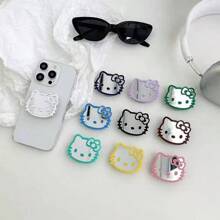 Sanrio 1 pieza Accesorio móvil de Hello Kitty de Sanrio con soporte retráctil de acrílico con dibujos animados y diseño de espejo (con respaldo adhesivo) (algunas piezas pueden ser aleatorias), compatible con iPhone, teléfonos Android, regalo para cumpleaños, familia, amigos, soporte y agarre para teléfono