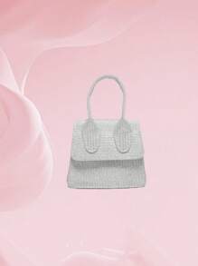 1pc Fashionable And Stylish Handbag, Simple Crossbody Bag, Casual Small Square Bag, Shoulder Crossbody Bag, Sweet Princess Style Solid Color Handbag Small Square Bag, Fashionable Chain Shoulder Strap, Suitable For Girls To Attend Parties, Daily Use, Sequins Casual Simple Personalized Fashion And Stylish Texture Crossbody Shoulder Handbag Small Square Bag