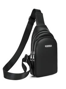 Fashionable Business Men's Diagonal Chest Bag, Mini Medium Size, Lightweight, Waterproof PU, Men's Coin & Phone Organizer Bag, Small Size Large Capacity Purse Belt Vintage Fanny Pack Side Bags For Men - Black - View 5