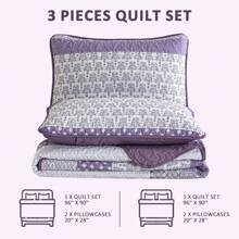 DJY 3 Pieces Orange Striped Quilt Set Queen King California King Size Boho Bedspread Coverlet Bed Set With Two Pillow Covers,Soft Lightweight Microfiber Floral Pattern,Summer Home Bed Room Decor ,Wedding Items,Home Bed Room Decor,Ideal Gift,All Season - Sọc Bohemian màu tím - Xem 9