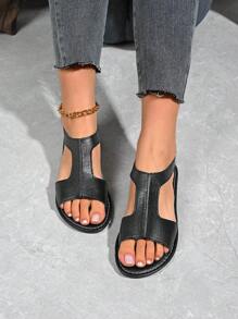 2025 New Pattern Plus Size Women's New Summer Flat Sandals, Anti-Slip, Round Toe, Fashionable And Casual