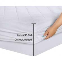 Protector de Colchón Acolchado Algodón | Transpirable, Hipoalergénico con Tratamiento Antiácaros | Ultra Suave, Ajustable para Colchones de hasta 30 CM