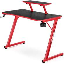 2025-NEW Intimate WM Heart Gaming Table 110cm. Ergonomic Computer Table. Desk With Carbon Fiber Table Top. Rotating Headset Holder. Handle Holder And Cup Holder. Black And Red - 影像顏色 - 查看 7