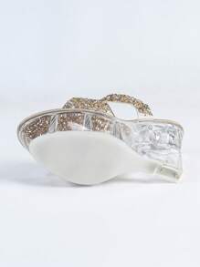 Giày sandal đế xuồng đính pha lê gợi cảm và trong suốt, thích hợp cho các buổi biểu diễn, đám cưới, tiệc tùng, hộp đêm vào mùa xuân và mùa hè, thoáng khí và thời trang - Rượu sâm banh - Xem 3