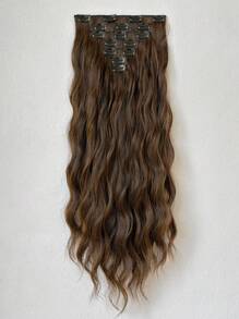 22英寸7片装波浪形夹式接发片，浅棕色，合成纤维，适合女性和女孩日常使用 - 彩色 - 查看 4