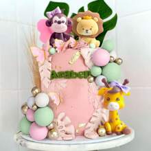LaVenty Jungle Gender Reveal Cake Decoration Jungle Animals Cake Decoration Wild One Cake Decoration Two Wild Cake Topper Giraffe Monkey Cake Topper - Multicolor - View 6