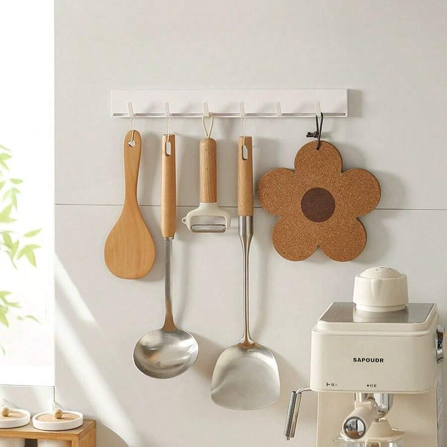 2pcs Movable Adhesive Hooks, Wall Mounted Rack No-Drill